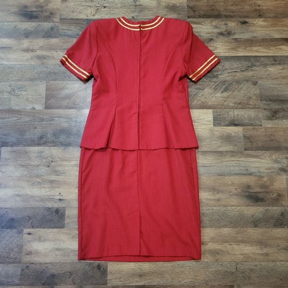 Mrs.Dorby Women's Vintage 80s Gold and Red Star Embellished Zip-Up Dress 12 - Picture 10 of 11